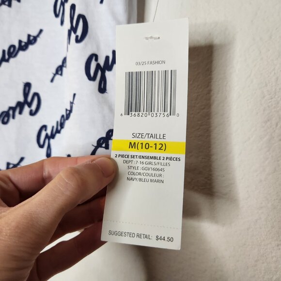 NWT Guess Kids Girls Medium (10-12) White Graphic Crop Top - Picture 4 of 5